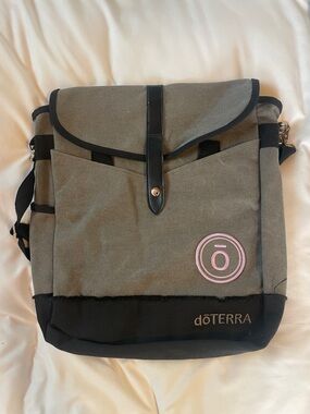 Doterra  Gray and Black Canvas Messenger Bag with Pink Logo
